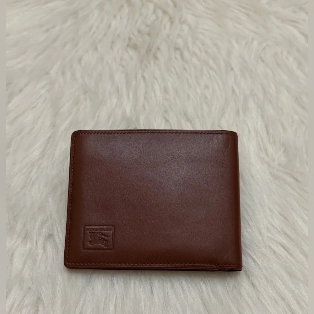 BURBERRY - MENS NOVA CHECK LINED BROWN LEATHER BIFOLD WALLET